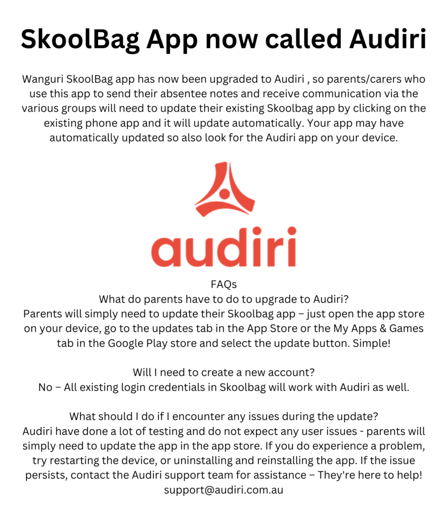 SkoolBag App now called Audiri